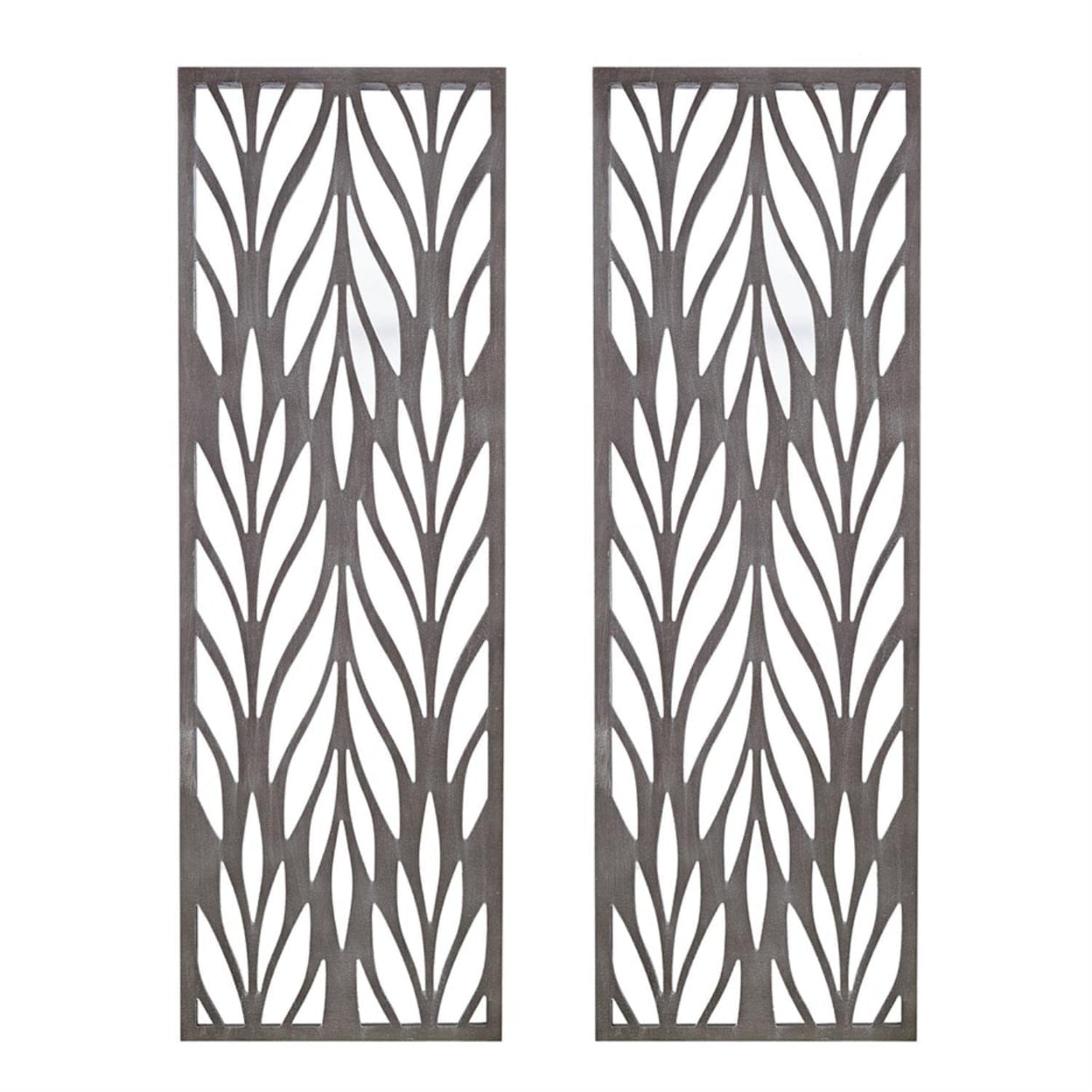 Florian Gray Botanical Laser Cut Wood 2-Piece Wall Panel Set