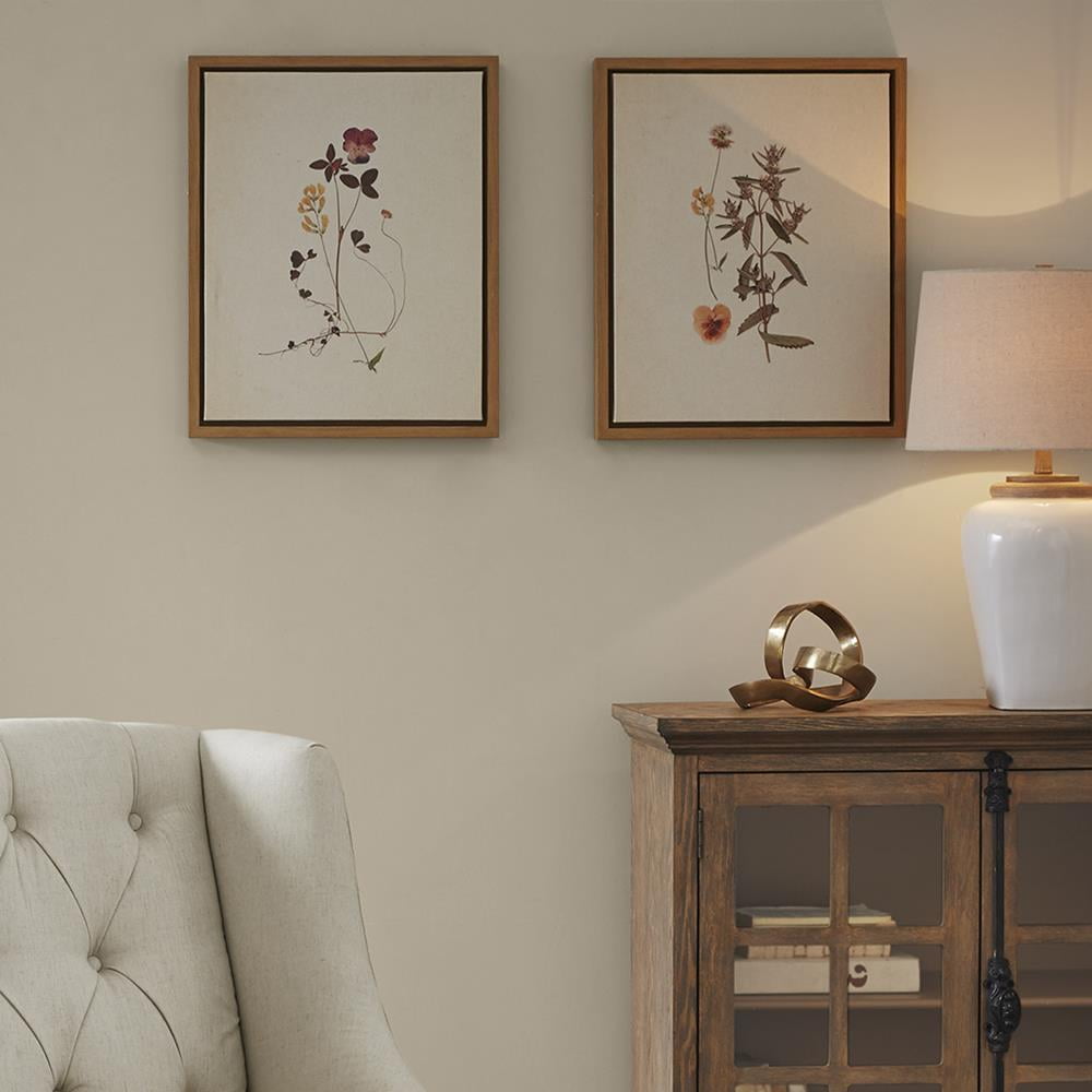 French Herbarium Framed Linen Canvas Wall Art Set