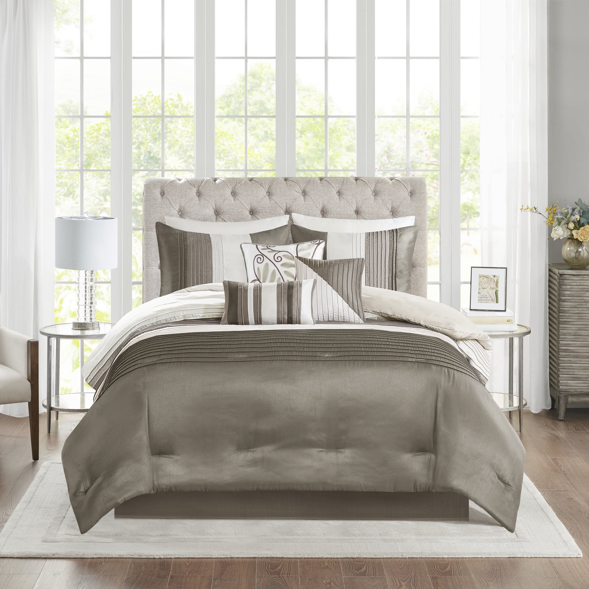 Full Natural Microfiber Reversible 7-Piece Comforter Set