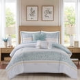 thumbnail image 1 of Madison Park Full/Queen Caralie 5-Piece Seersucker Comforter Set with Throw Pillows, Aqua, 1 of 9