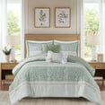 thumbnail image 1 of Madison Park Full/Queen Caralie 5-Piece Seersucker Comforter Set with Throw Pillows, Green, 1 of 9