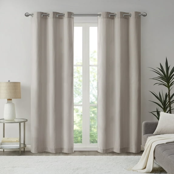 Madison Park Galen 2-PK 40x84" Basketweave Room Darkening Curtain Panel Pair in Taupe