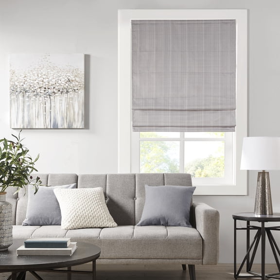 Madison Park Galen Roman Window Shades Basketweave 1 Piece 64" Cordless Casual Window Treatments Gray