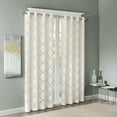 thumbnail image 1 of Madison Park Geometric Pattern 50x63" Delicate Ivory Burnout Fretwork Design Sheer Fabric Lightweight Grommet Top Curtains for Adult Indoor Use, 1 of 4