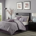 thumbnail image 1 of Madison Park Geometric Patterned 7-Piece California King Jacquard Ombre Affect Comforter Set, Purple, 1 of 6