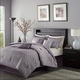 thumbnail image 1 of Madison Park Geometric Patterned 7-Piece King Jacquard Ombre Affect Comforter Set, Purple, 1 of 5