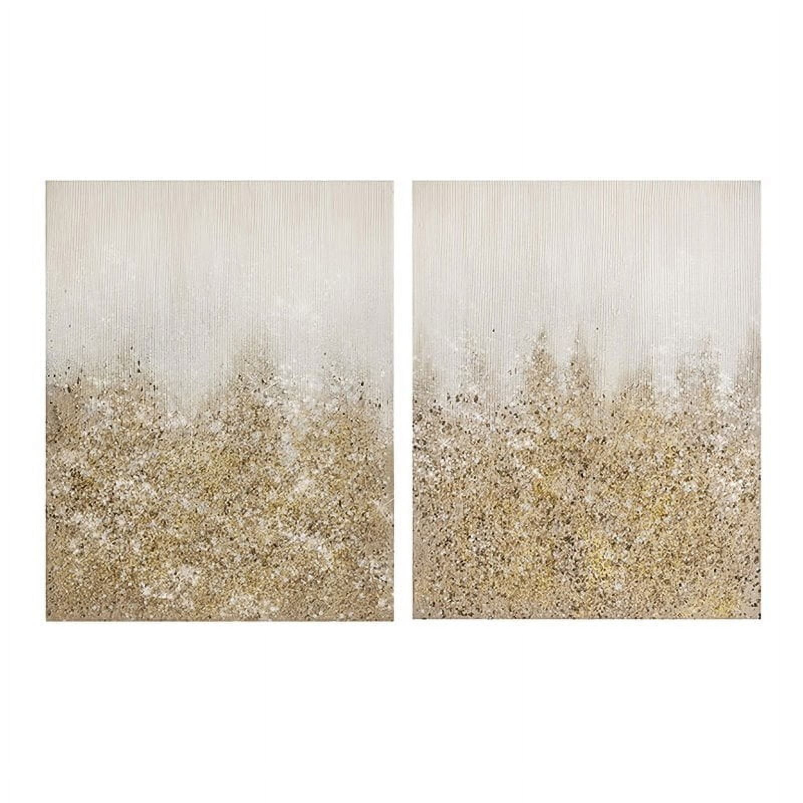 Golden Glimmer Hand Embellished Abstract Canvas Art Set