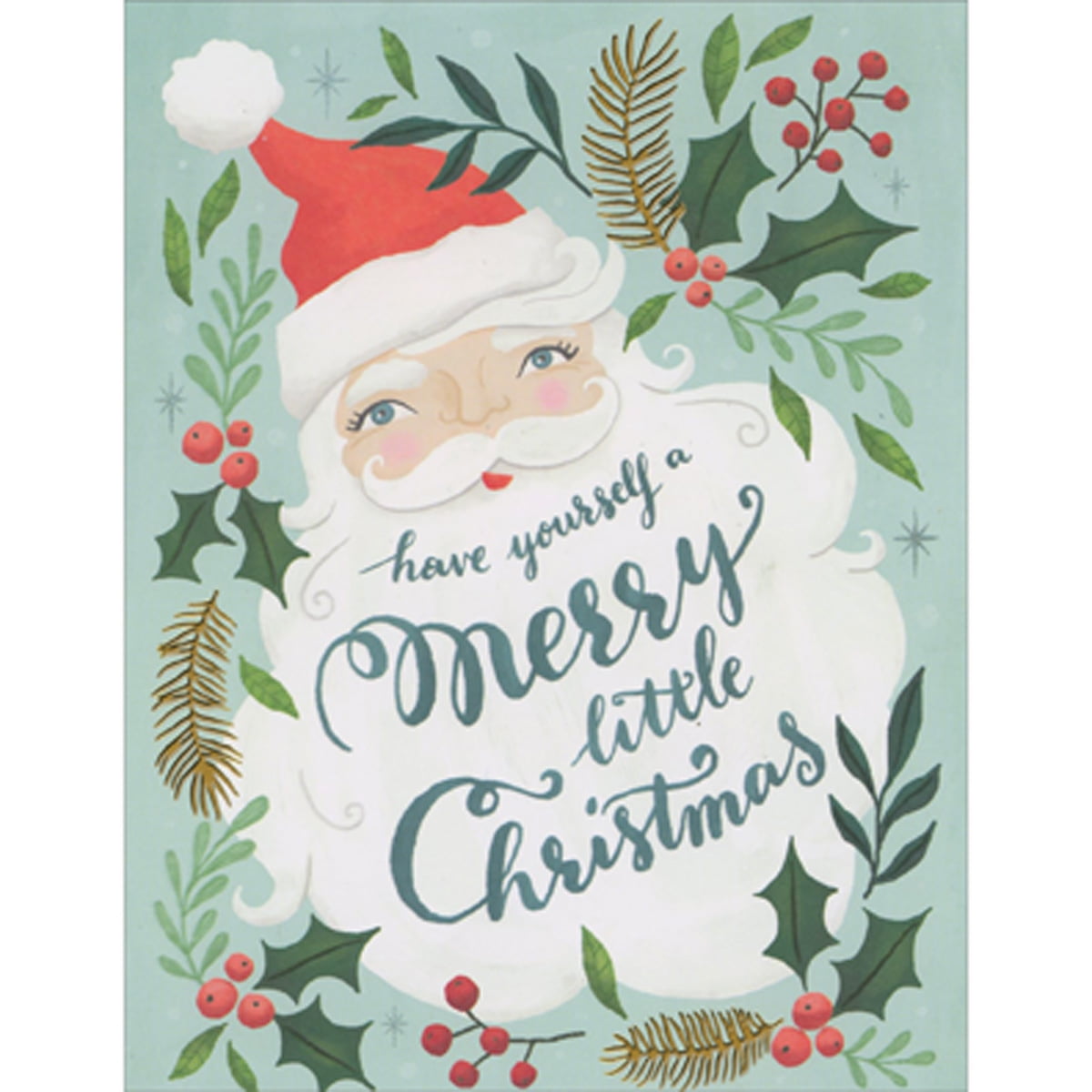 Madison Park Greetings Santa with Large White Beard: Holly on Light ...