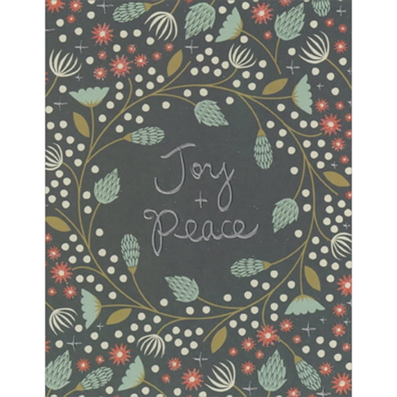 Madison Park Greetings Silver Foil Joy and Peace: Vines on Green Background Box of 10 Christmas Cards