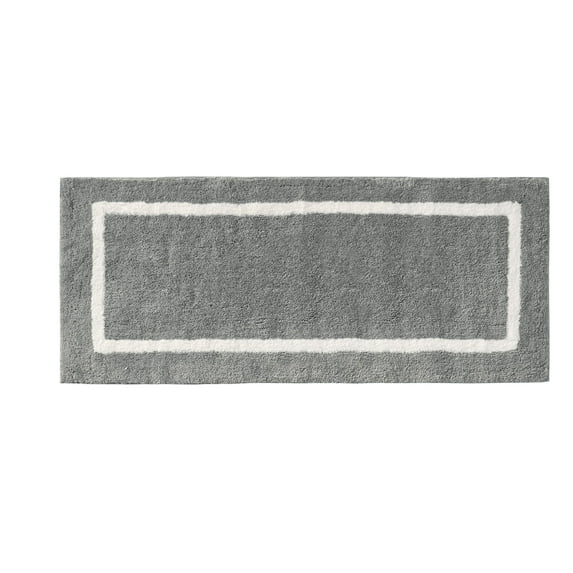Madison Park Grey Bathroom Rug, Cotton Reversible Bathroom Bath Rugs, 24" x 60"