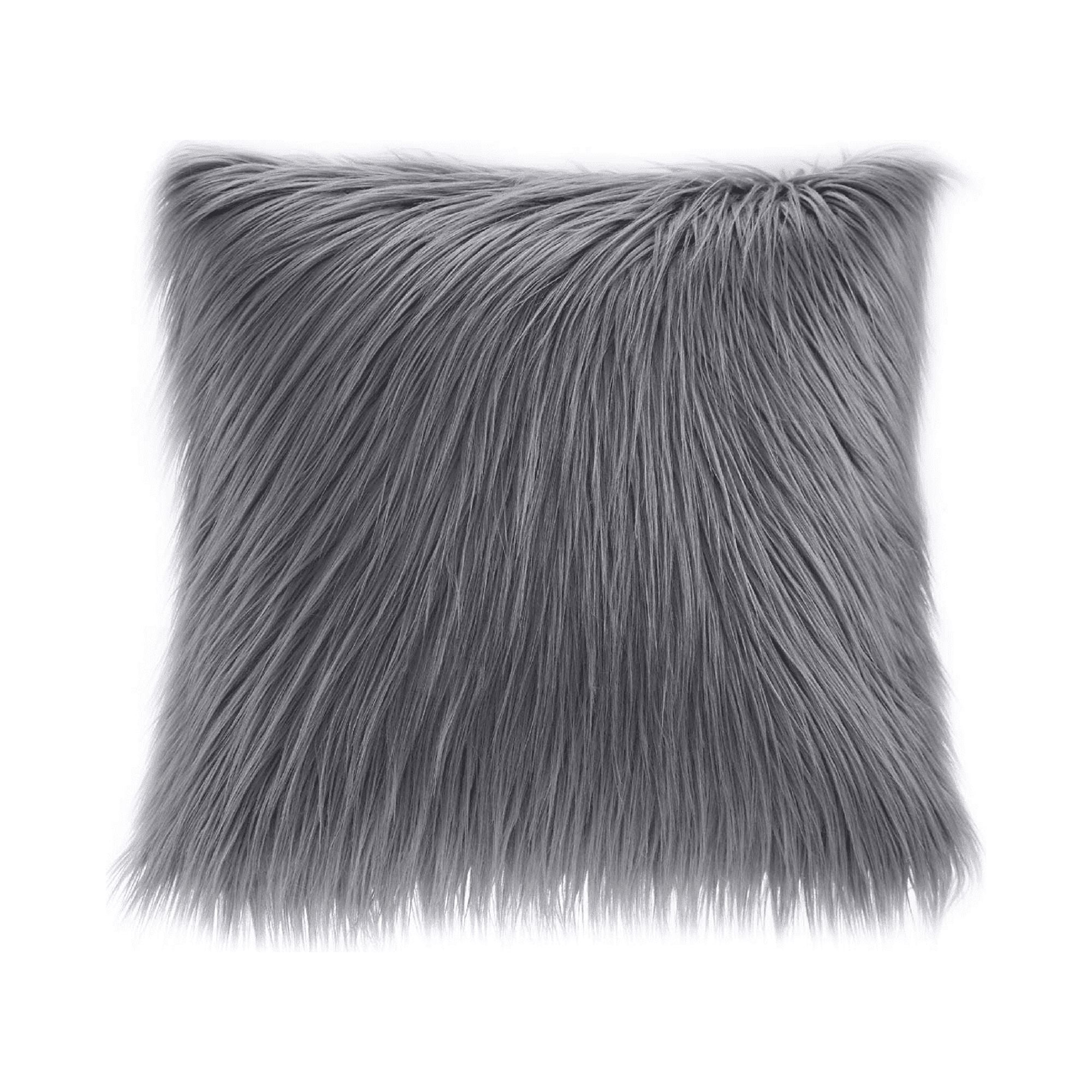 20"x20" Gray Faux Fur Square Throw Pillow