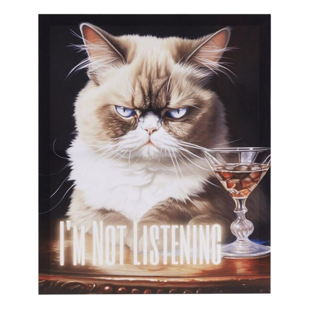 Grumpy Cat 'I'm Not Listening' Multicolor Canvas Wall Art