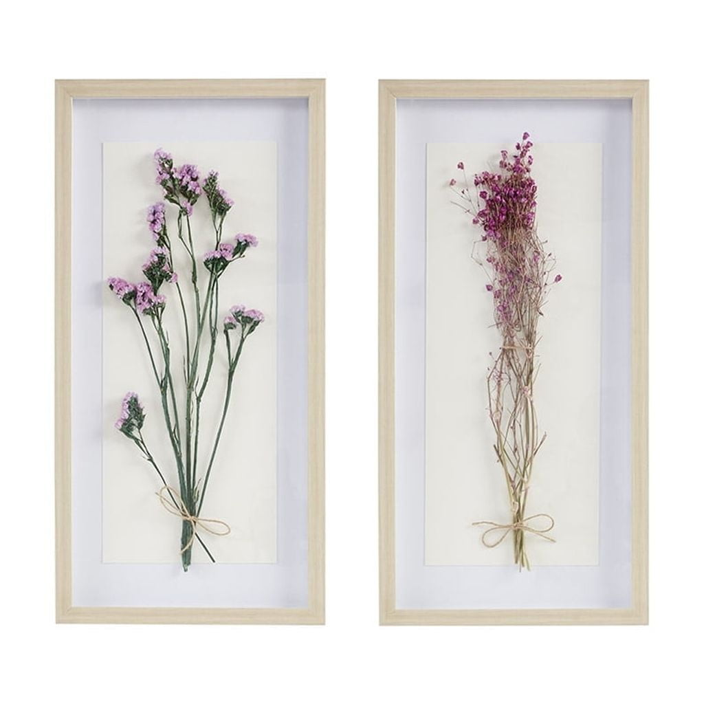 Avant Garden Real Dried Floral Shadowbox Duo in Natural Wood