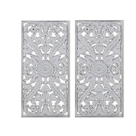 Madison Park Home Decor Wall Sculptures Botanical Panel Set of 2 in White
