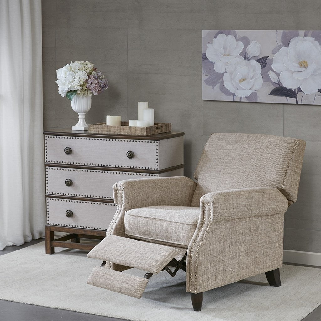 Lenox Sand Polyester Push Back Classic Recliner