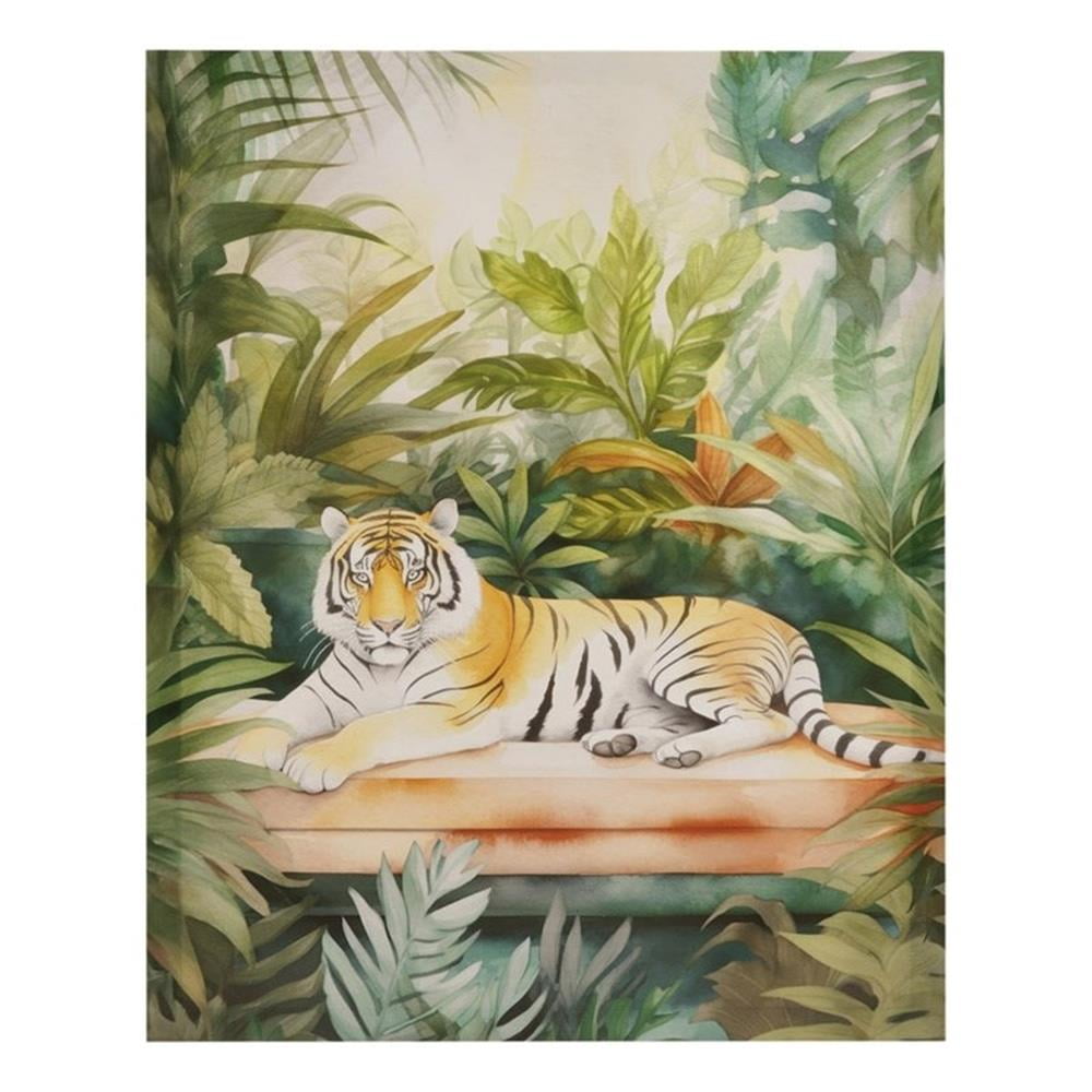 Majestic Tiger Green Jungle Canvas Wall Art, 16" x 20"