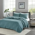 thumbnail image 1 of Madison Park Keaton Reversible 3-Piece Full/Queen Solid Print Quilt Set, Teal, 1 of 10