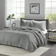 thumbnail image 1 of Madison Park Keaton Solid Print 3-Piece Full/Queen Reversible Quilted Coverlet Mini Set, Grey, 1 of 6