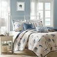 thumbnail image 1 of Madison Park King Bayside 6-Piece Quilt Set with Throw Pillows, Blue, 1 of 10