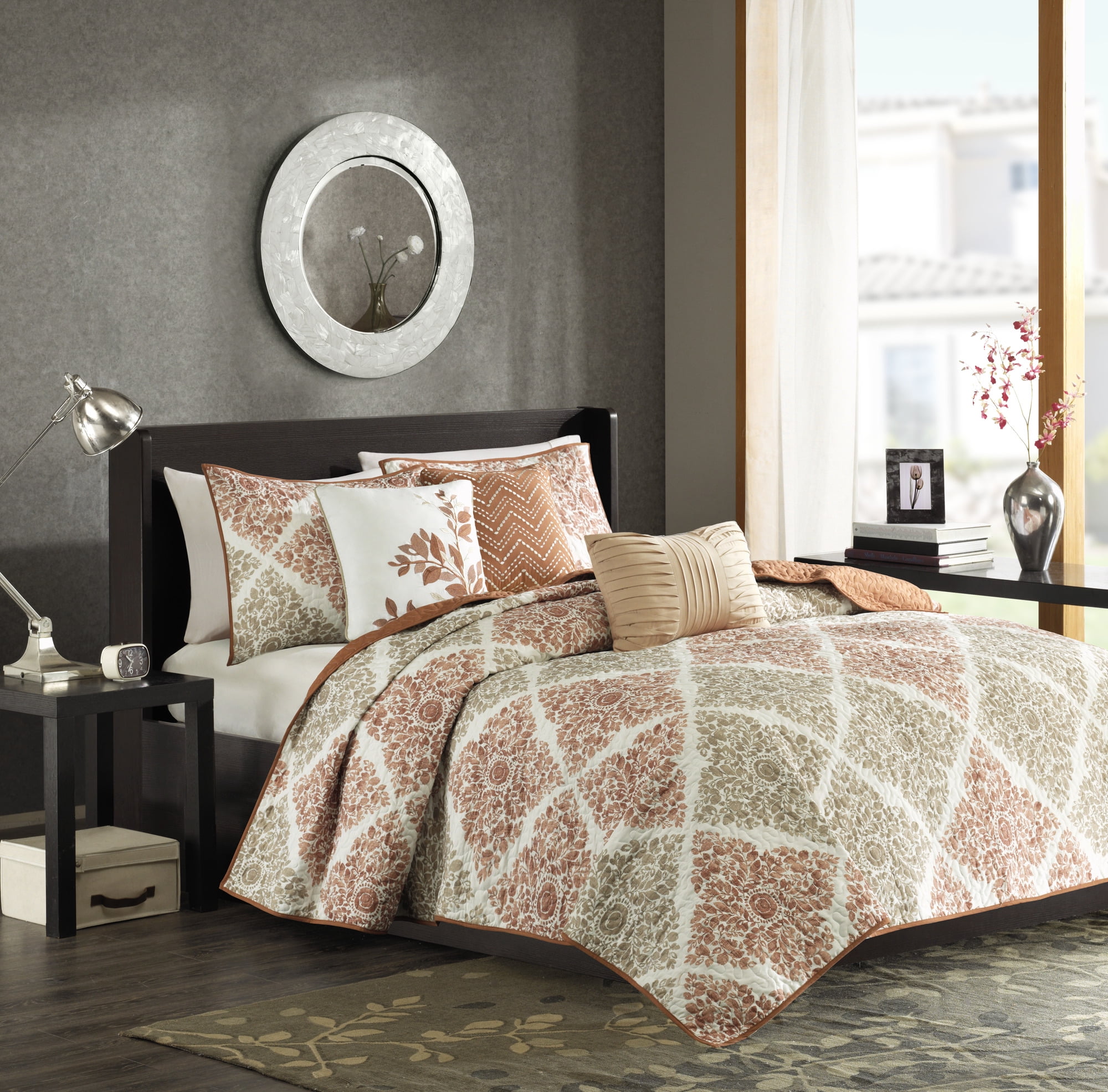 King Blue Microfiber Reversible Quilt Set with Shams