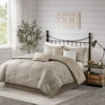 thumbnail image 1 of Madison Park King Size 7 Piece Printed Seersucker Comforter Set Taupe,Bed in a Bag,All Season Bed Set,Cozy and Lightweight, 1 of 5