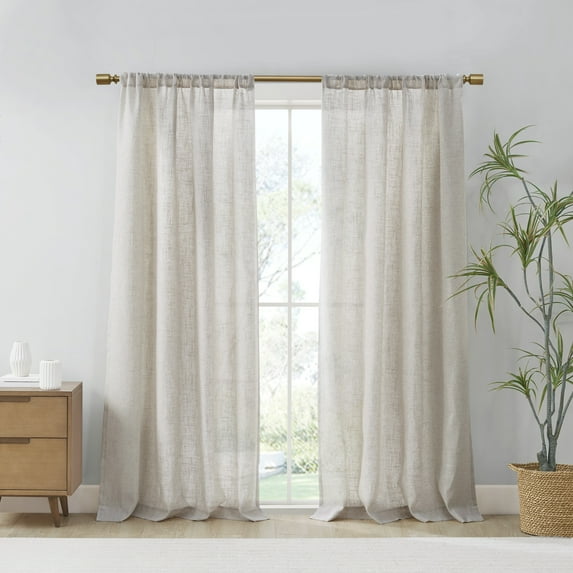 Madison Park Kyler 2-PK 52x84" Linen Blend Light Filtering Curtain Panel Pair in Natural