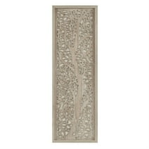 Madison Park Laurel Branches Laser Cut Tree Framed Panel Wall Decor in Natural, 12"W x 36"H x 1.25"D
