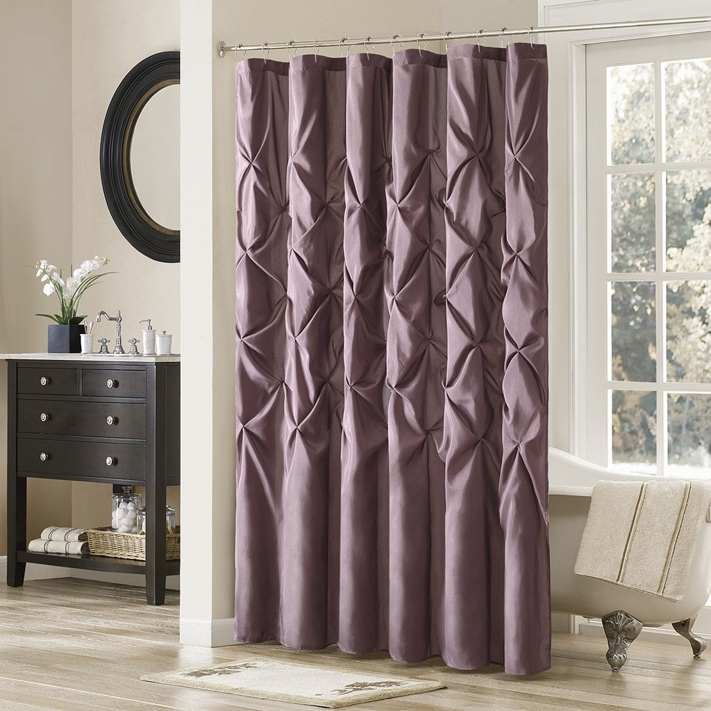 Plum Tufted Semi-Sheer Polyester Shower Curtain