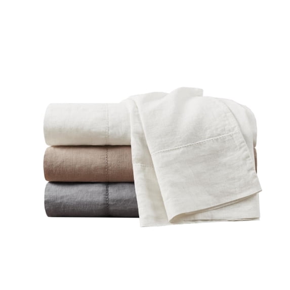 Madison Park Linen Blend Cotton and Linen Sheet Set with Gray Finish MP20-7886