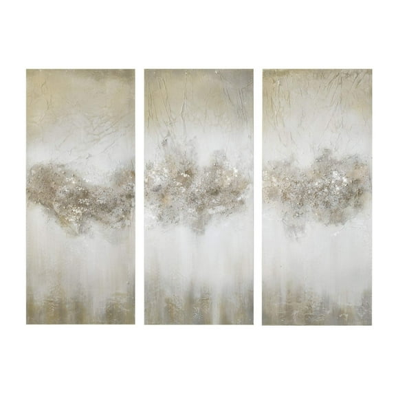 Madison Park Luminous Heavily Embellished 3-piece Canvas Wall Art Set in Taupe, 15"W x 35"H