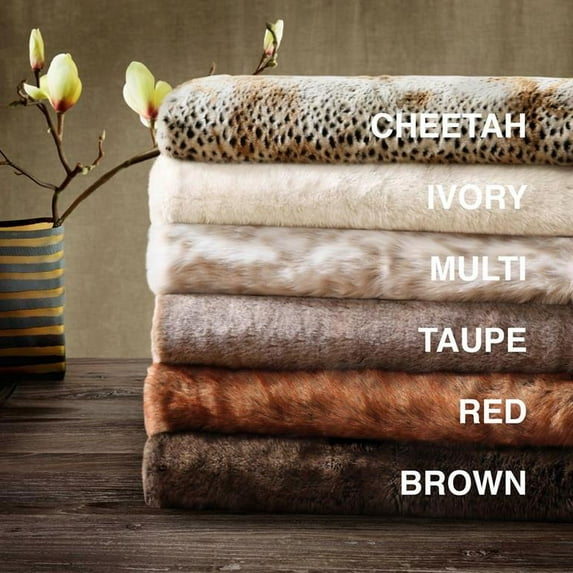 Madison Park Luxury Faux Fur Throw - (Taupe)