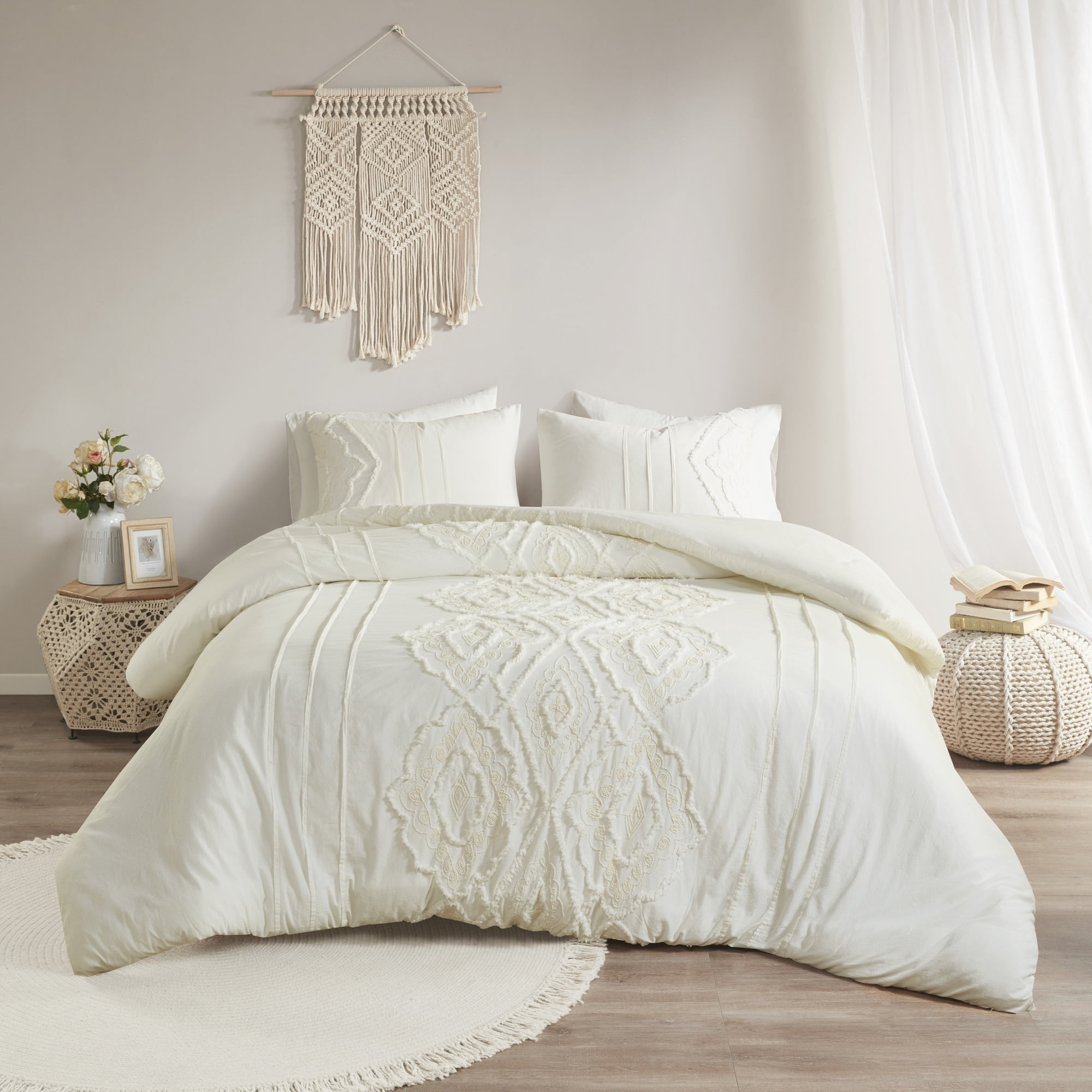 King White Cotton Reversible Comforter Set