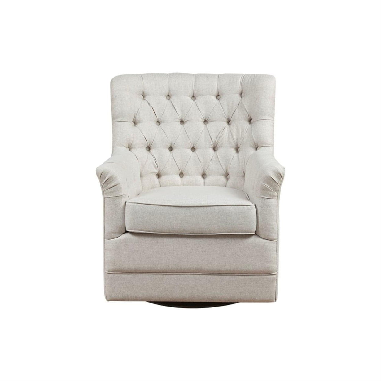 Cream Velvet Swivel Glider Accent Chair with Flared Arms