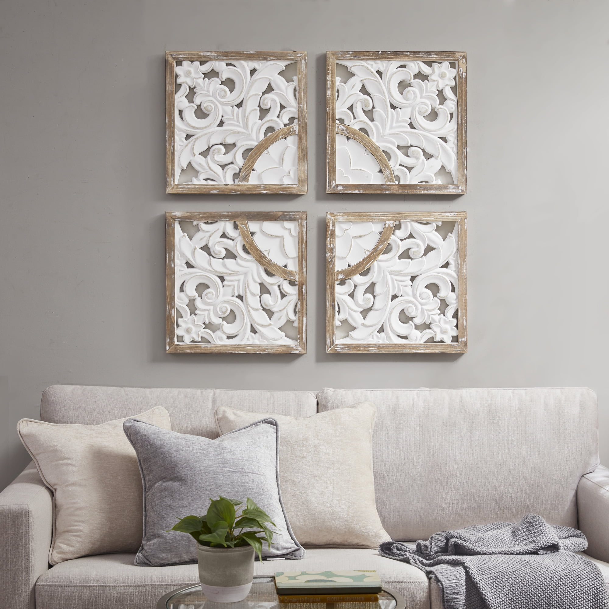 Madison Park Medallion Wood Wall Decor 4-Pc Set MP95B-0259 - Walmart.com