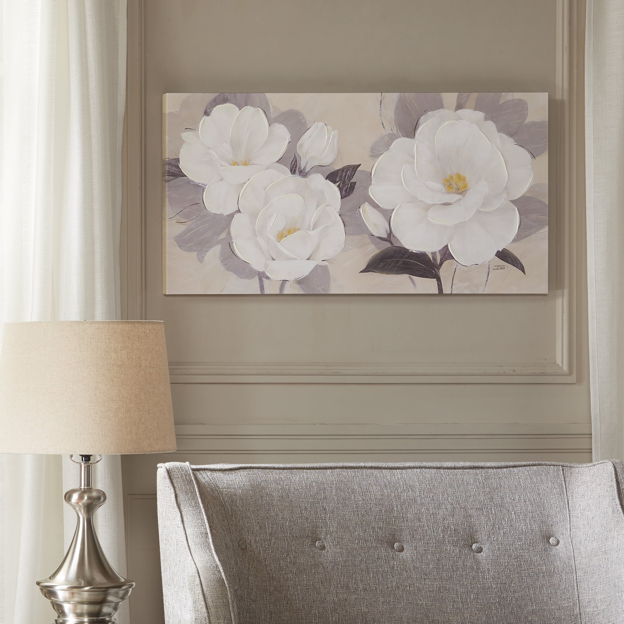 Madison Park Midday Bloom Florals Embellished Canvas Wall Art, 39"W x 19"H x 1.5D"