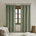 thumbnail image 1 of Madison Park Modern Curtain Adult Indoor Plaid Faux Leather Tab Top, 50"x84", Green, 1 of 7