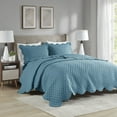 thumbnail image 1 of Madison Park Nala King/Cal King 3-Piece Scalloped Edge Crinkle Microfiber Quilt Set, Teal, 1 of 5