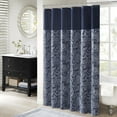 thumbnail image 1 of Madison Park Navy Shower Curtain, Traditional Jacquard Bath Curtain with 12 Button Holes, 72" x 72", 1 of 7