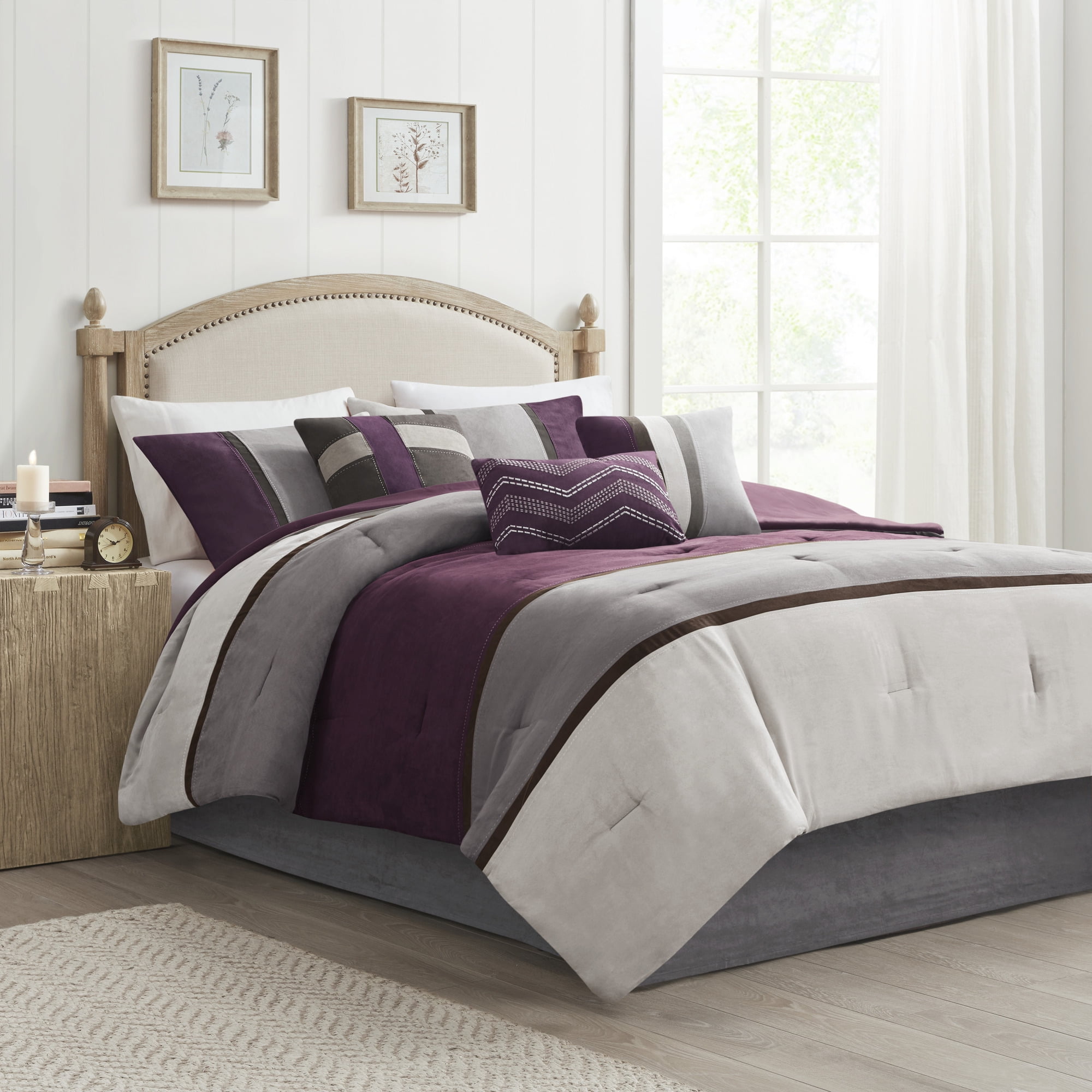 California King Purple Microfiber Comforter Set