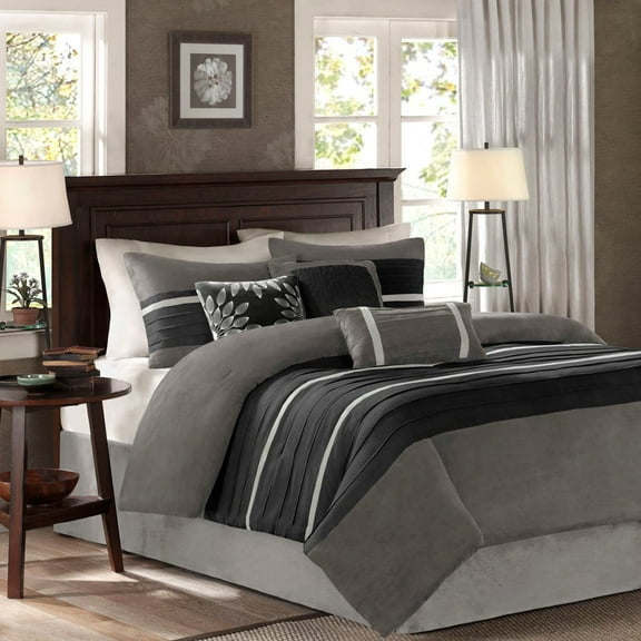 Madison Park Palmer 7 Piece Comforter Set in Black