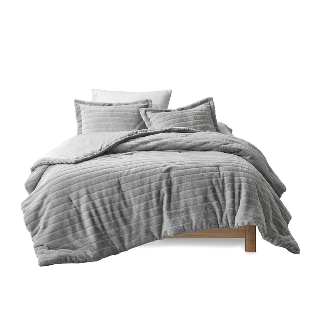 King Gray Faux Fur Down Alternative Comforter Set