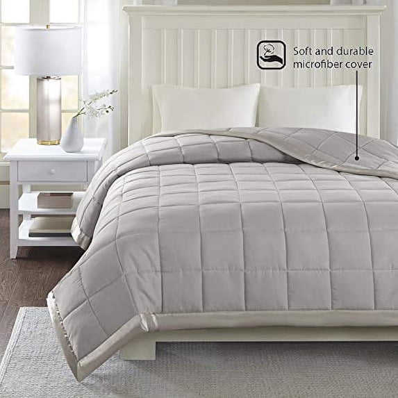 Madison Park Polyester Microfiber 3M Scotchgard Solid Blanket in Gray