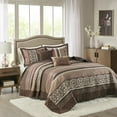 thumbnail image 1 of Madison Park Princeton 5-Piece Polyester Cotton Faux Silk Bedspread Set - Brown, 1 of 5