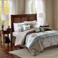 thumbnail image 1 of Madison Park Queen Caroline Jacquard 7-Piece Comforter Set, Blue, 1 of 5