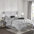 thumbnail image 1 of Madison Park Queen Comforter Sets, 7-Piece Tufted Pintuk Bed in a Bag Bed Set, Satin Luxury Grey Comforter Bedding Set with Decor Pillow, 1 of 11