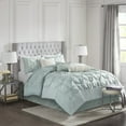 thumbnail image 1 of Madison Park Queen Comforter Sets, 7-Piece Tufted Pintuk Bed in a Bag Bed Set, Satin Luxury Seafoam Comforter Bedding Set with Decor Pillow, 1 of 11