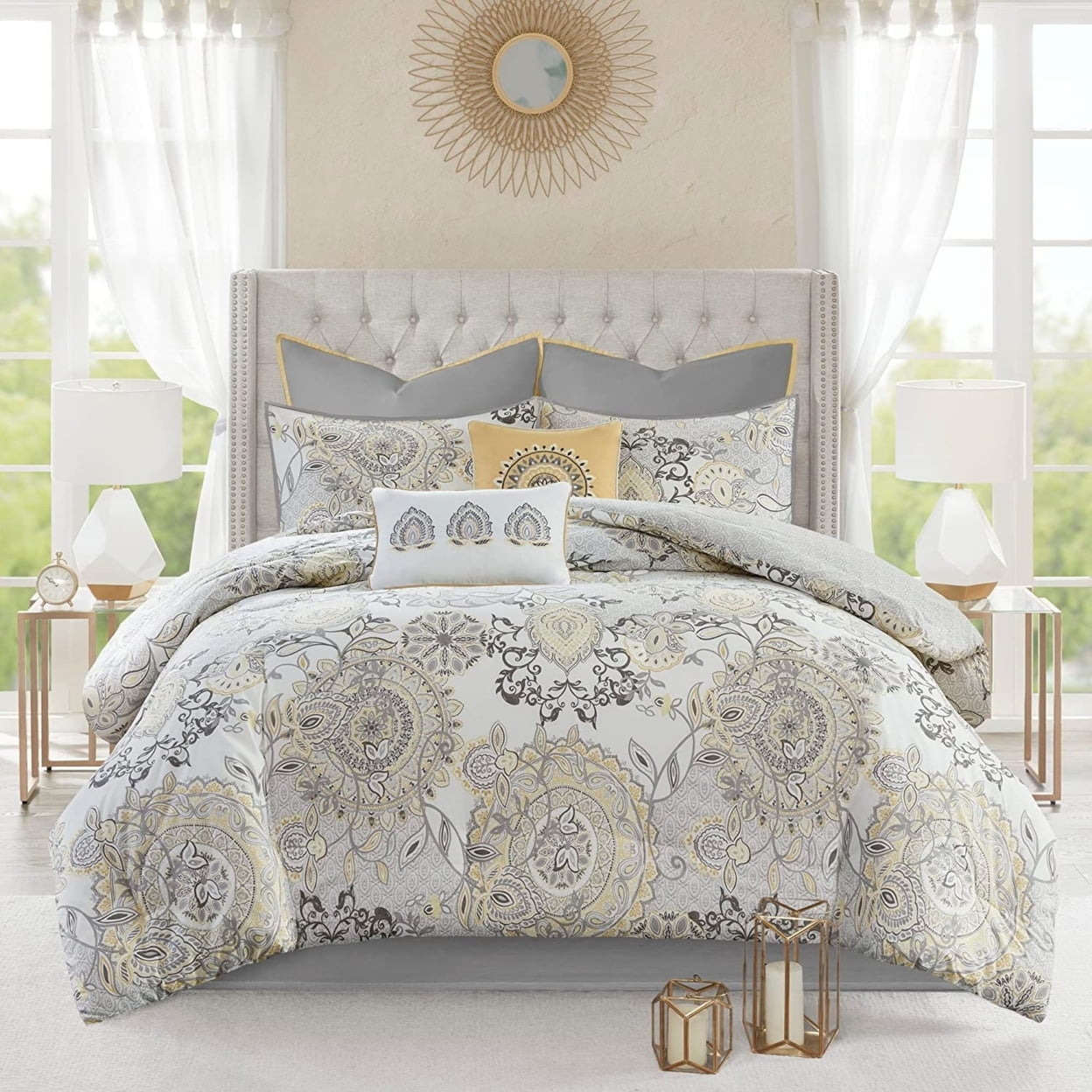 Isla Queen Blue Cotton Reversible 8-Piece Bedspread Set