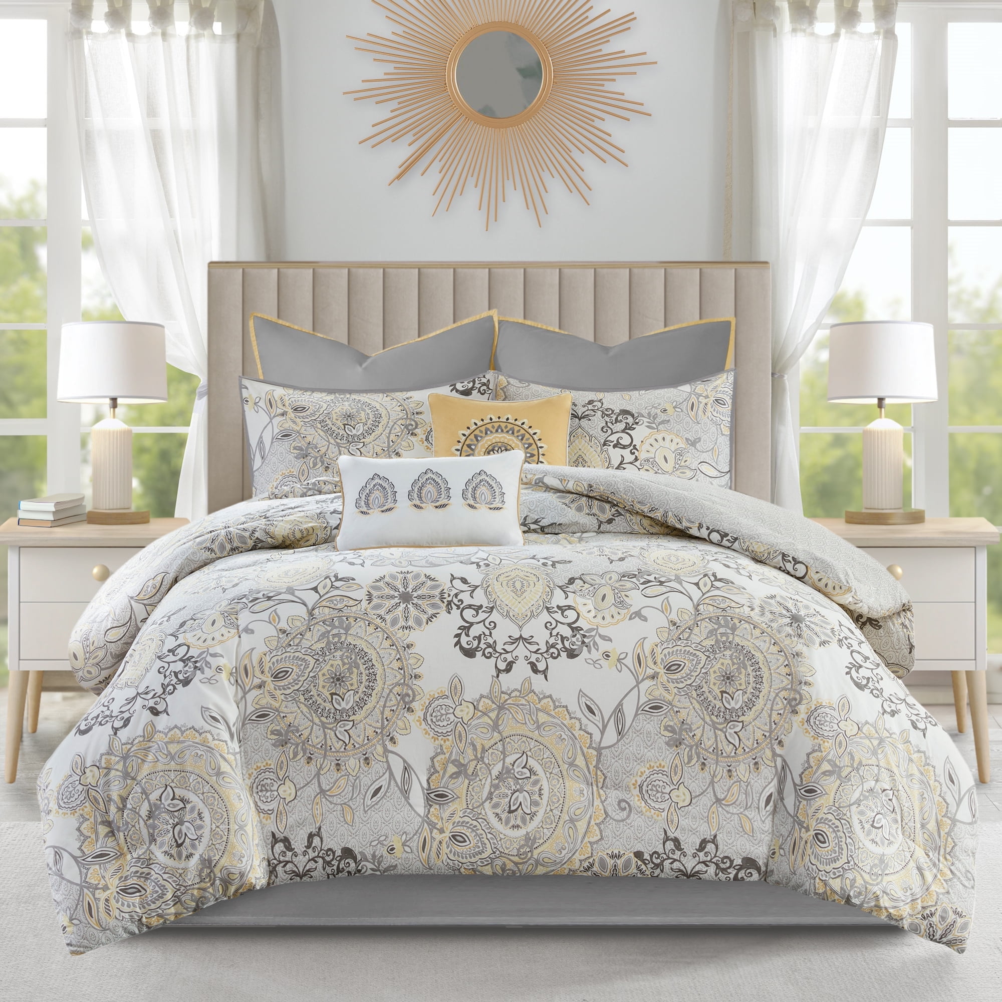 Isla Queen Blue Cotton Reversible 8-Piece Bedspread Set