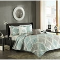 thumbnail image 1 of Madison Park Quilt Set Medallion 6 Piece King Casual Bedding Reversible Coverlet Aqua, 1 of 8
