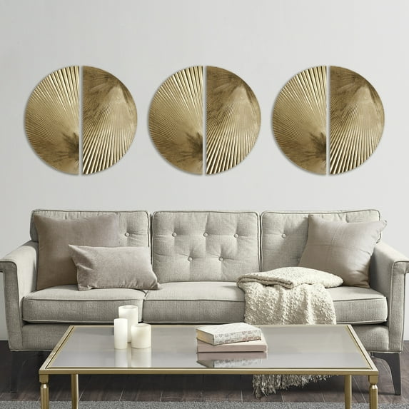 Madison Park Radiant Half-moon 2-piece Metal Wall Decor Set in Gold